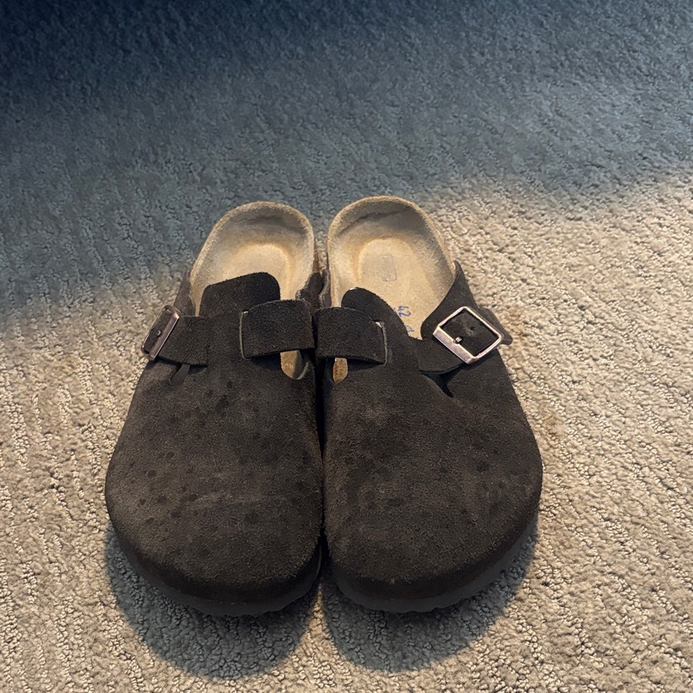 Dark brown Birkenstock clogs